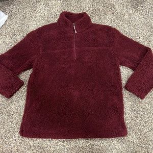 boxercraft burgundy fleece pullover quarter zip